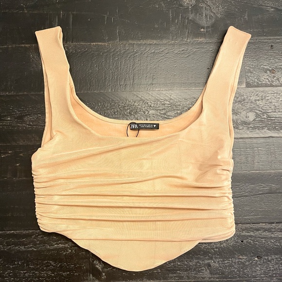 ZARA Tulle Corset Style Top in Nude - Picture 3 of 3